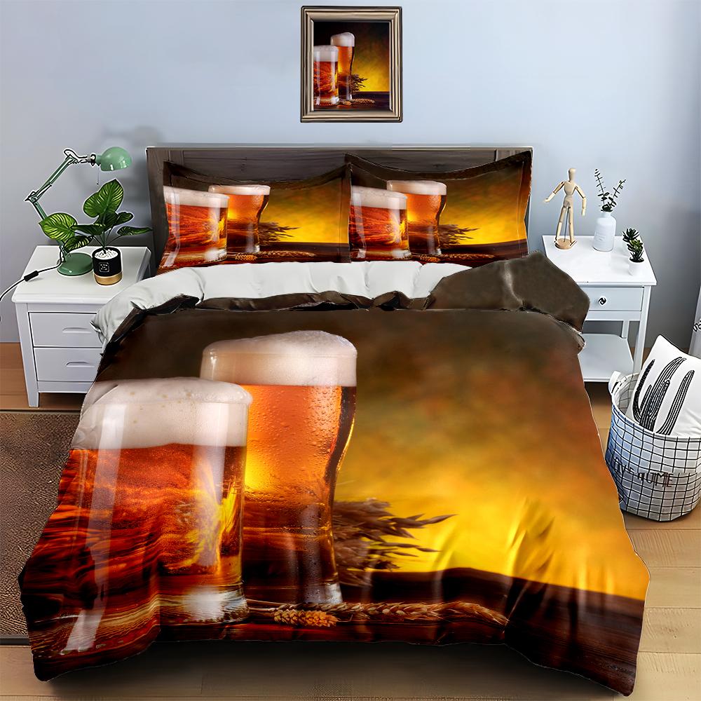 Beer-inspired design Bedding Duvet cover sets Duvet covers Pillowcases gifts (1 * Duvet Cover 2 * Pillowcases, without duvet insert)