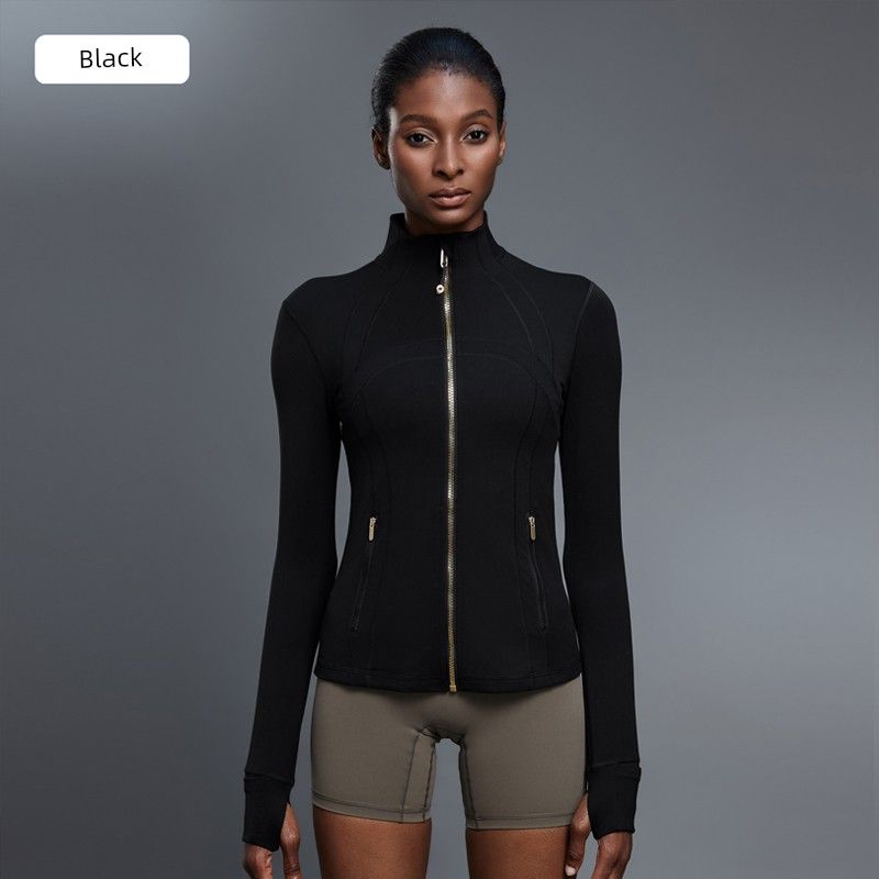 

Lu Тот же стиль Золотая молния Йога Спорт Верхняя одежда Женский кардиган на молнии Облегающий топ для бега и тренировок Одежда для йоги Black 10