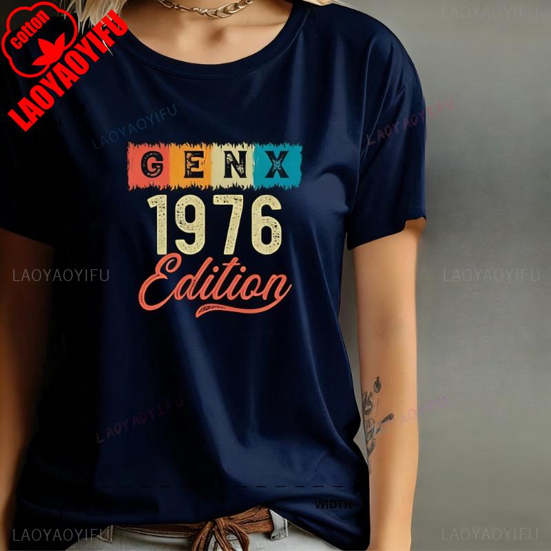 Nostalgia Gen X 1976 Year Edition Graphic Tee Shirt High Quality Cotton Vintage Classic Fashion Streetwear Crewneck Shortsleev