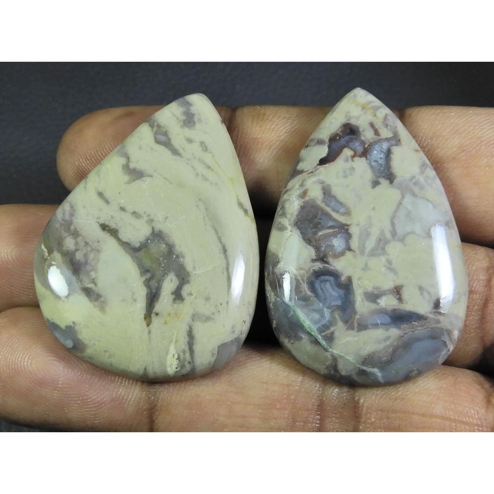 

150Cts. Natural Coffee Bean Jasper Pear Cabochon Loose Gemstone 2 Pcs Lot A-318