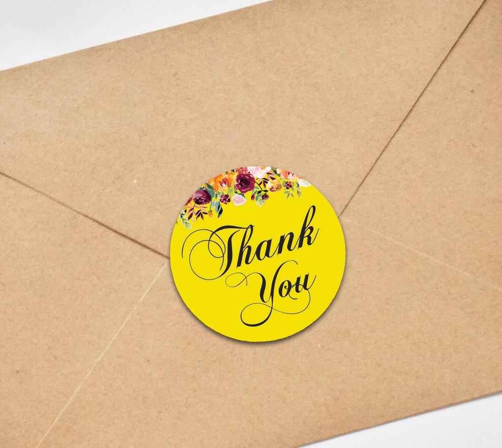 Darling Souvenir 45 Pcs Fuchsia Pink Round Floral Thank You Stickers DIY Envelope Seals-1.6