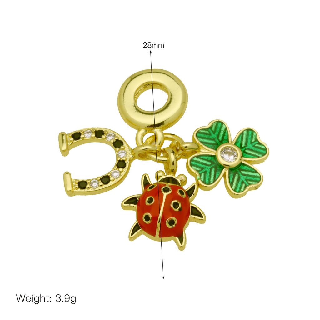 Marienkäfer Kokospalmenblume Libelle Panjiadora Armband Anhänger Kupferplattierte Farbe Öltropfen Schmuck