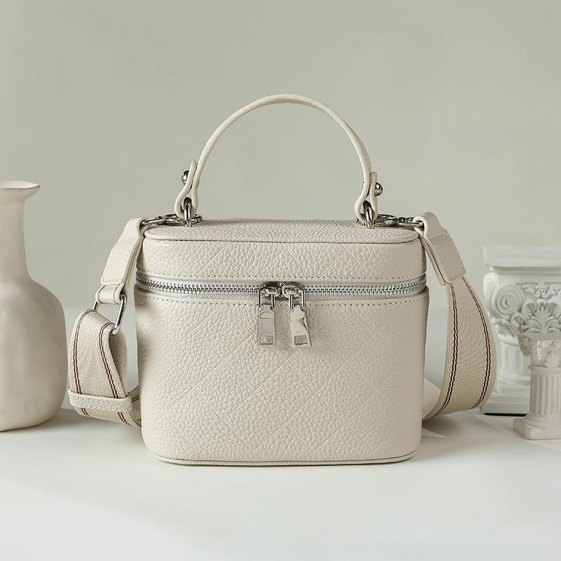 

Сумка-коробка для переноски из коровьей кожи первого слоя с ромбовидной решеткой, большая вместимость, сумка-коробка на одно плечо бежевый