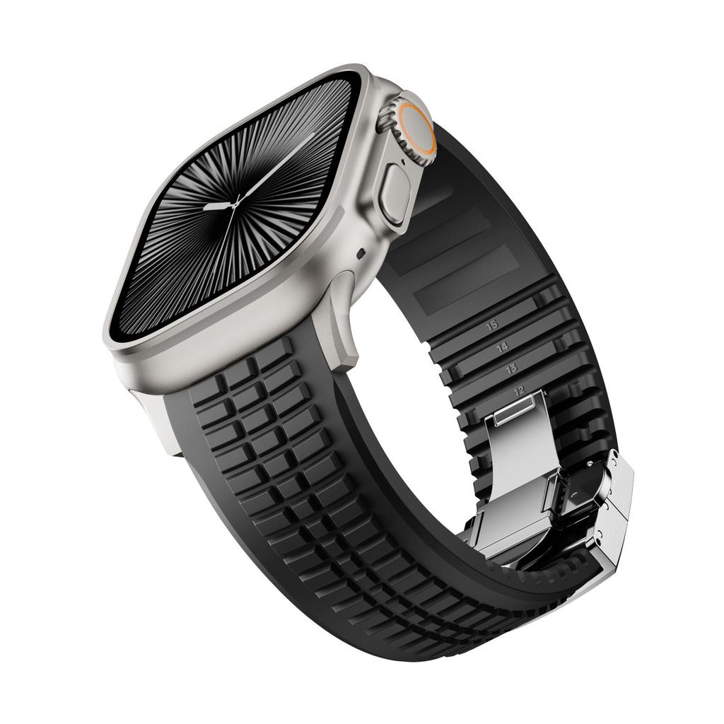 Silicone TPU Strap for Apple Watch Band Ultra 3 49mm 46mm 45mm 44mm Titanium Color Bracelet for IWatch Series 11 10 9 8 SE 7 6 5