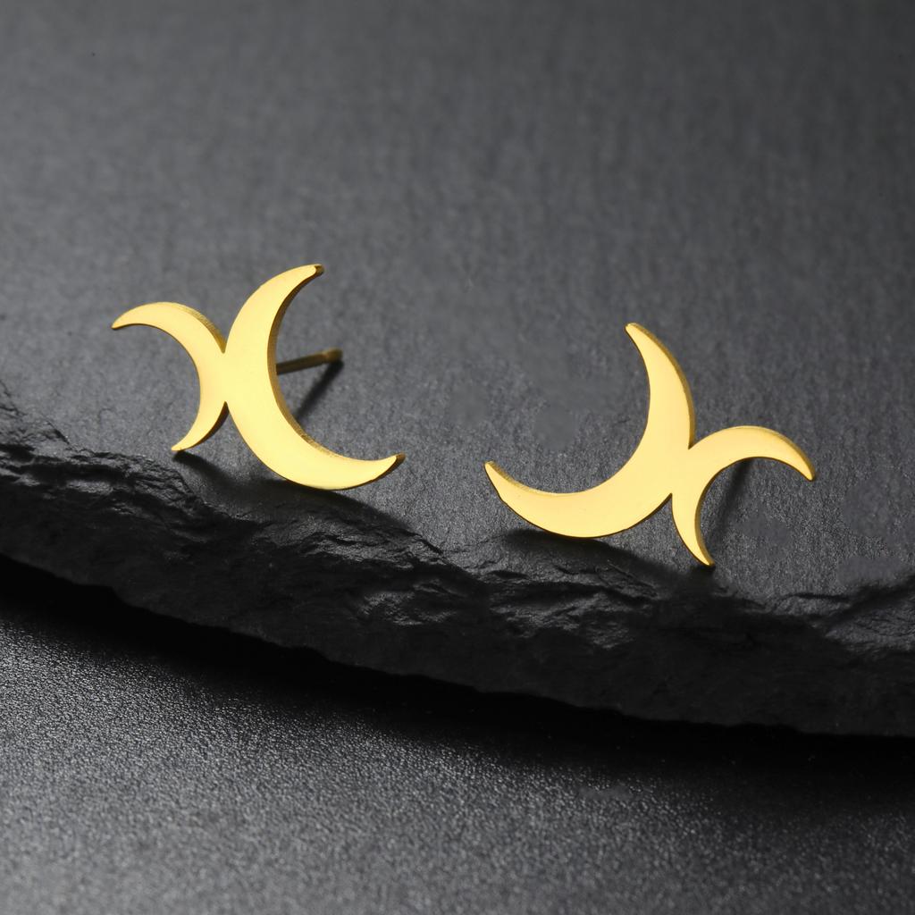 LIKGREAT Crescent Moon Earring for Women Girls Lunar Moon Phase Stud Dangle Earrings Stainless Steel Jewelry Gift