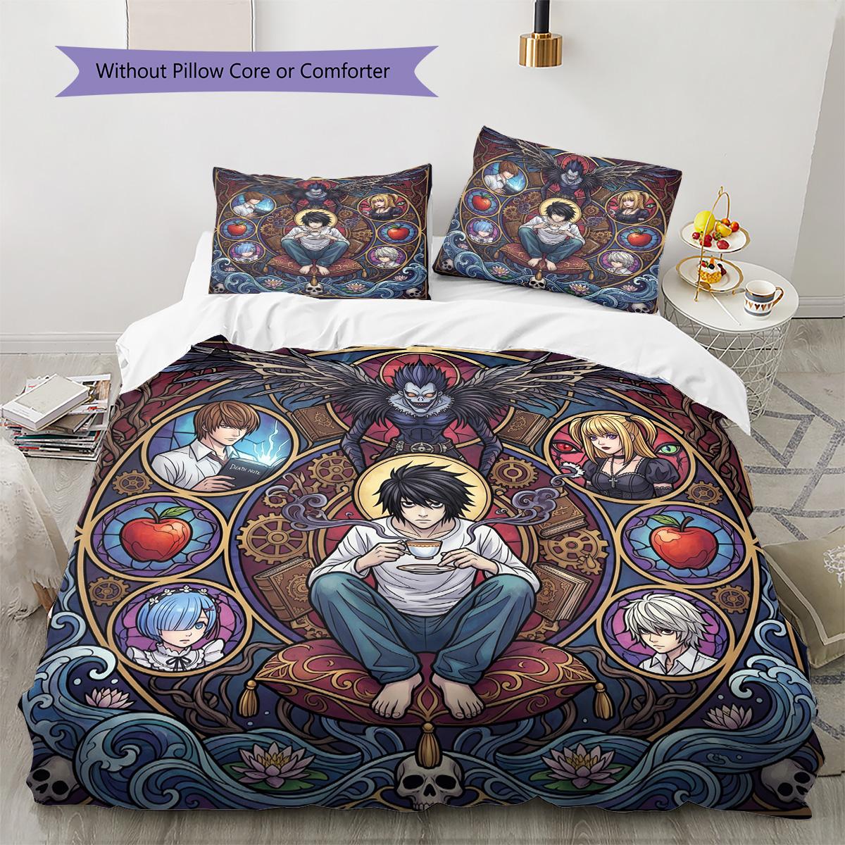 

Death Note Pattern Bedding Quilt Set Quilt Cover Pillowcase Home Decoration Birthday Gift (1 * duvet cover + 2 * pillowcase, without core) 135x200cm