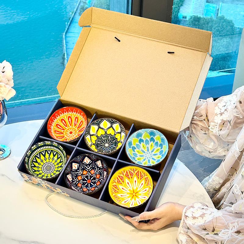 6pcs Ceramic Bohemian Underglaze Color Rice Bowl New Home Especially Good-looking Eating Rice Bowl