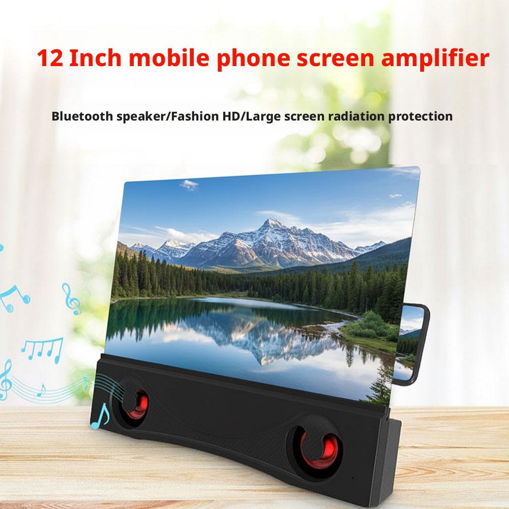 Magnifying Stand Universal Phone Screen Magnifier Bluetooth Stereo Speaker HD Video Amplifier Stand for Android & IOS Smartphone