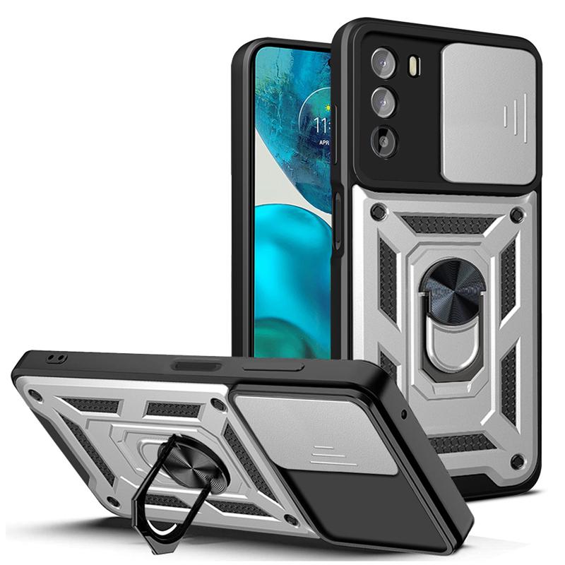 For Motorola Moto G200 5G Case Luxury Slide Camera Protect Phone Cases For Moto G200 G 200 Shockproof Armor Stand Holder Ring Back Cover Shell