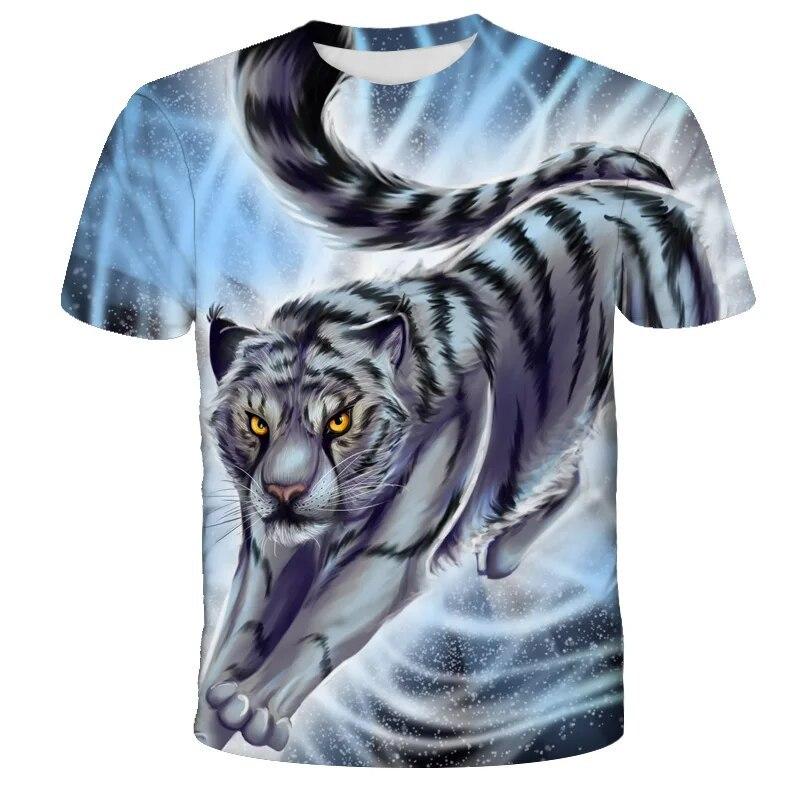 Lion Tiger Series 3D Printed Tops Casual Short Sleeve T-shirts Summer Plus Size Sportwear Men's T-shirt