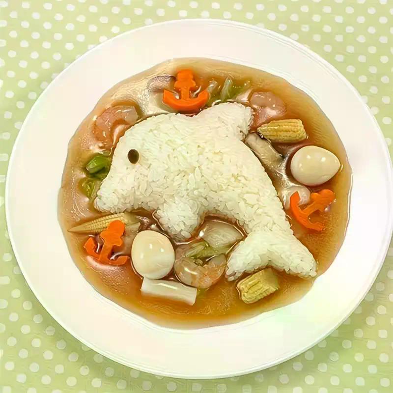 4-Piece Bunny And Dolphin Rice And Vegetable Roll Molds, Kitchen DIY Bento Rice And Vegetable Roll Sushi Molds