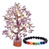 Amethyst Crystal Natural Semi Precious Gemstone Bonsai Money Tree with 300 Beads Chakra Bracelet 25.4 Cm X 30.48