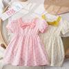 Mädchen Sommer Pünktchen Prinzessinnenkleid Stilvoll Kurzarm Kinderbekleidung