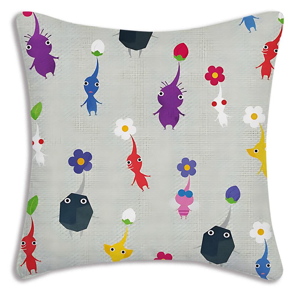 Cartoon Hey For Pikmins Pillow Covers Cartoon Sofa Decorative Home Double-sided Printing Short Plush Cute Cushion Cover