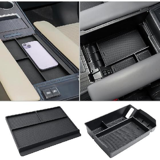 CDEFG Center Console Organizer Tray Compatible With -2024 2025 Toyota Sienna Armrest Anti-Slip Storage Pad, Armrest Lid Nonslip Mat Cellphone Barrier