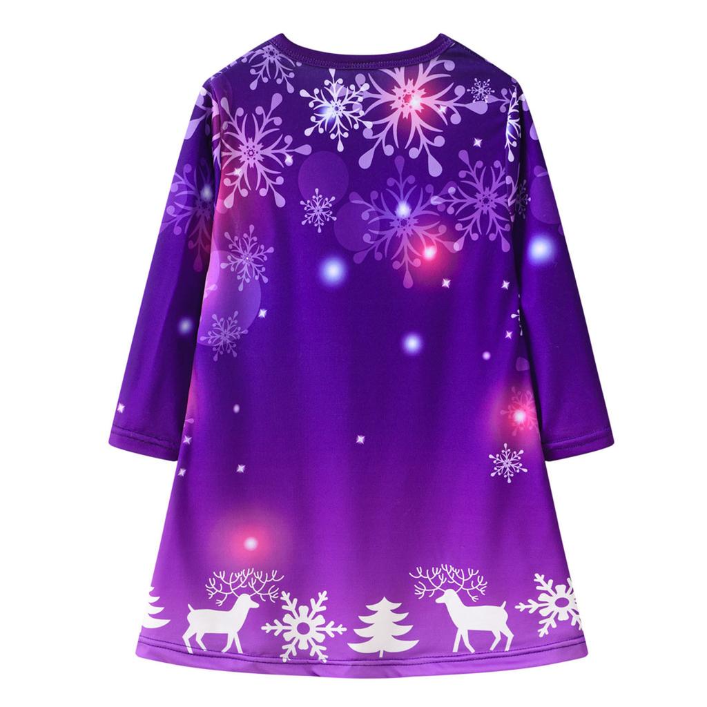 Christmas Baby Long Sleeve Cartoon Printed Casual Dress Princess Dress
