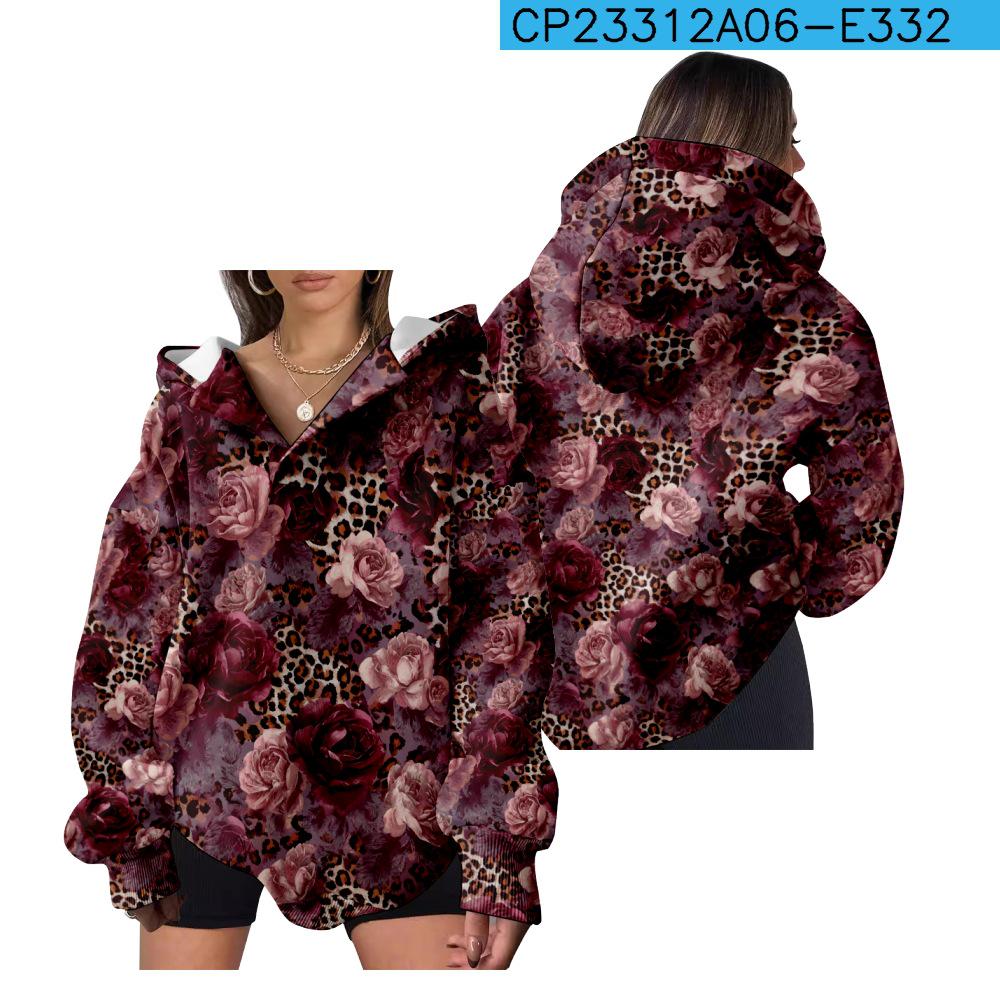 European and American Style Women's Hooded Sweatshirt - Casual, Loose Fit 3D Print for Autumn and Winter