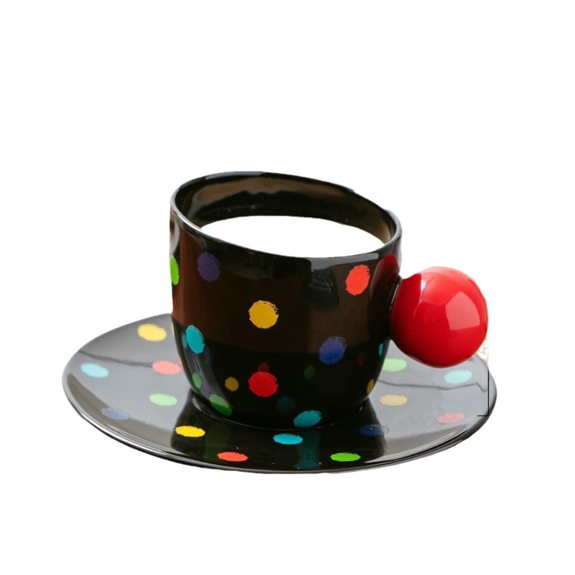 

Creative Ceramic Cups Discs Colorful Polka Dots Coffee Cups High Value Office Cups Couples Drinking Water Cups Mugs At Home 190ml