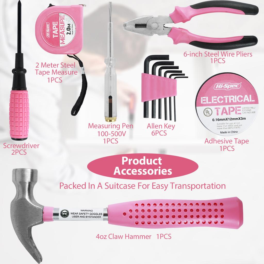 13/24Pcs Household Repair Tool Kit Multi-Purpose Hand Tool with Storage Case Hammer Wrench Tape Measure Screwdriver Pliers Bits