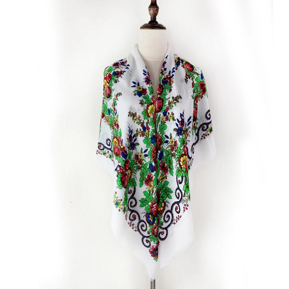 130*130cm Breathable Thin Printed Russian Square Scarf