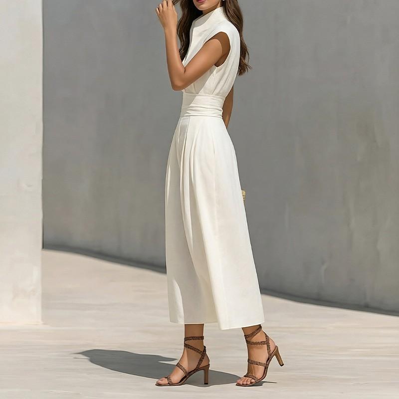 2026 Elegantes einfarbiges figurbetontes Midi-Kleid für Damen mit Stehkragen und Fledermausärmeln