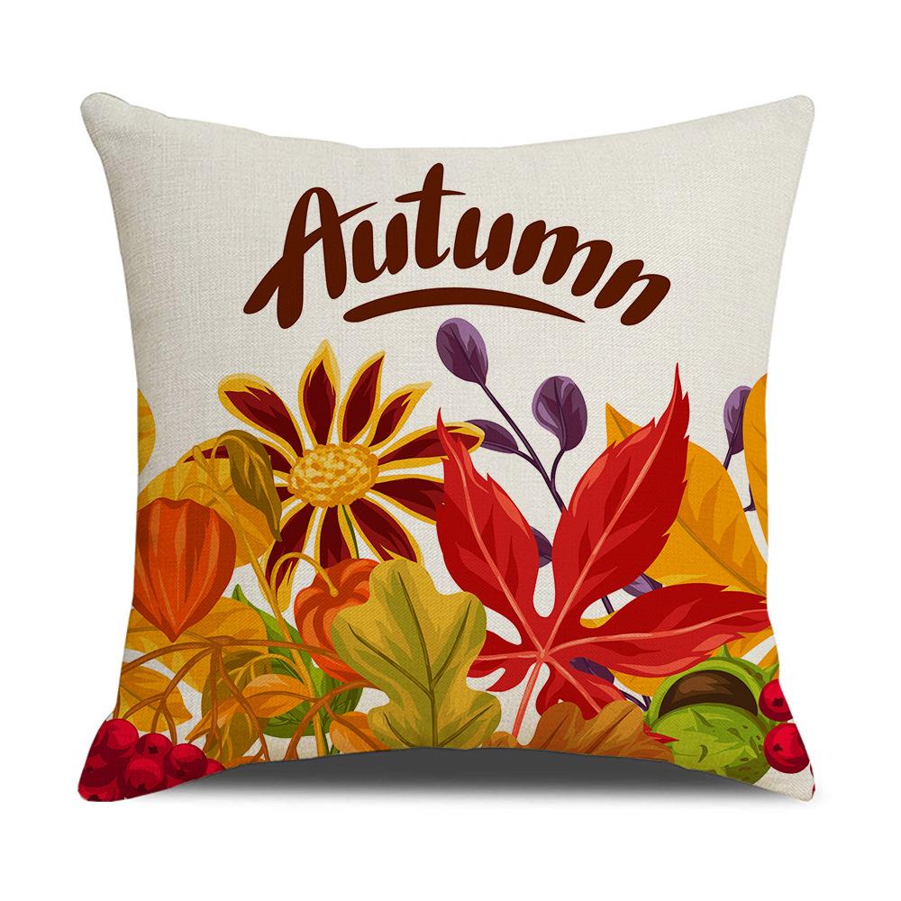 Harvest Series Cushion Cover Yellow Autumn Pumpkin Maple Leaf Pillow Cushion Cover Home Cushion Cover