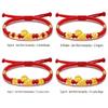 Handmade Red String Bracelet with Gold Ingot and Beads for Zodiac Year of the Horse - Immediate Wealth Lucky Charm