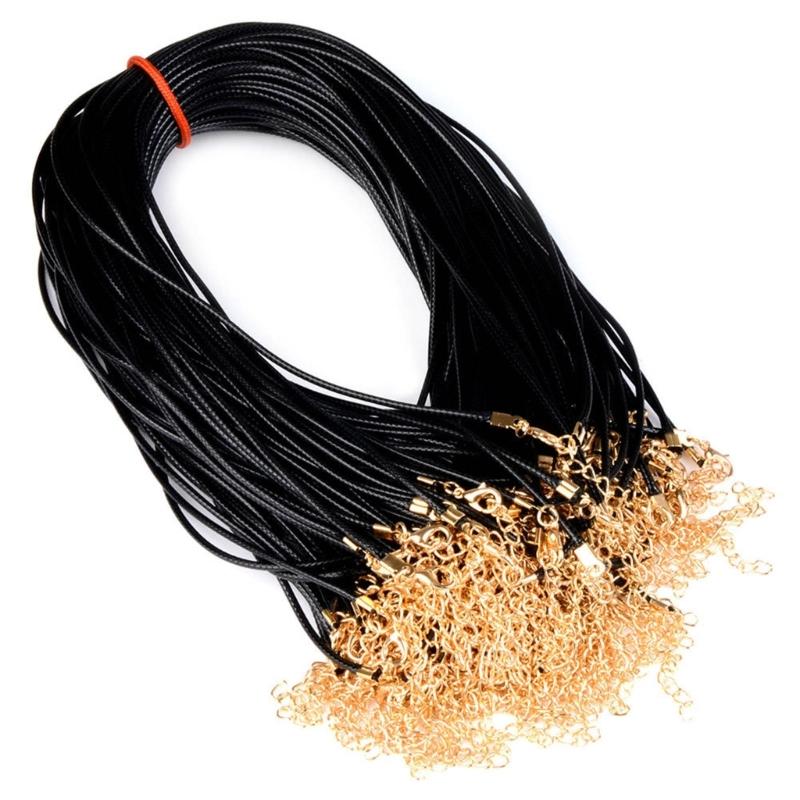 100pcs 1.5/2mm Leathers Adjustable Braided Rope Necklace Pendant Charm Findings Lobster Clasp String Cord Jewelry Making