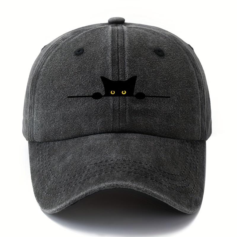 Retro cartoon cat printed baseball cap adjustable for men and women outdoor activities, fishing, camping, and parties