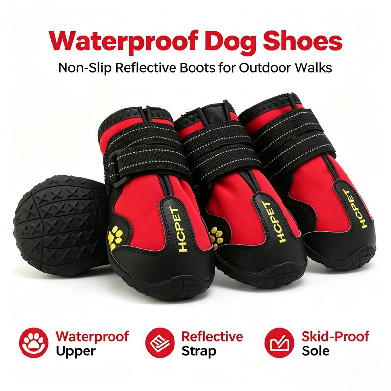 4 Pièces/Ensemble Chaussures pour Chien de Compagnie pour Chiens Moyens Grands Imperméables Pluie Neige Bottes pour Chien Durables Respirantes Entraînement Extérieur Randonnée Chaussures pour Chien
