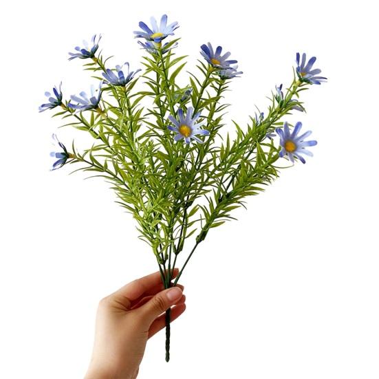 

1 букет, реалистичный искусственный цветок, 15 вилок, устойчивый к выцветанию, без полива, реалистичное искусственное растение, украшение для дома синий