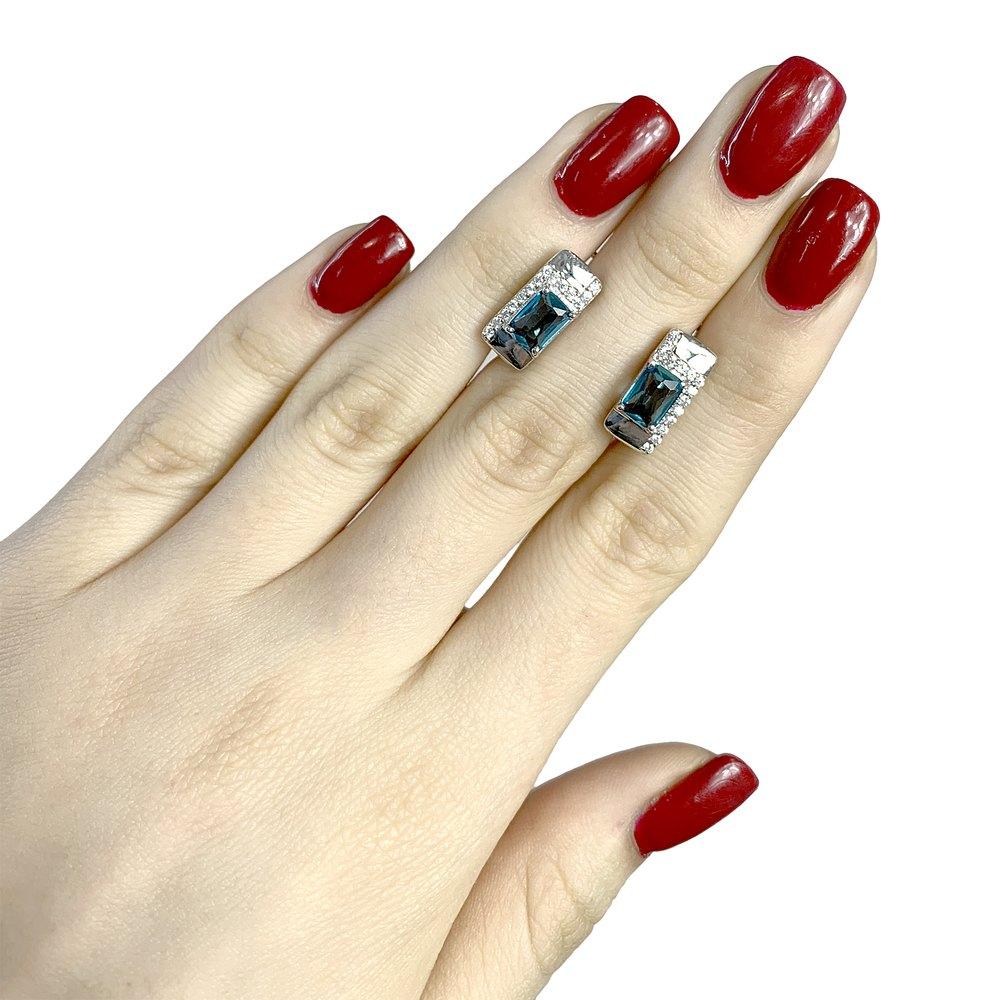 Серебряные серьги с топазом Лондон Блю (1986493)