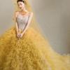 New Yellow Tube Top Fluffy Cake Skirt Lawn Trailing High-end Wedding Photo Dress