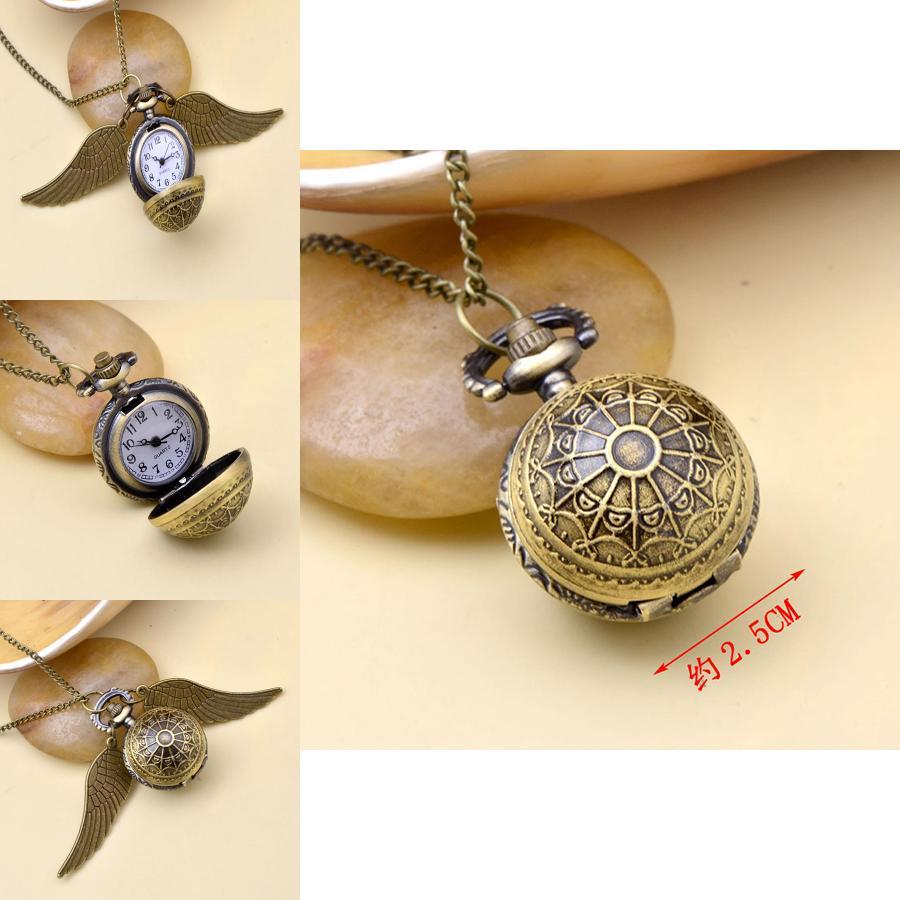 Encantador Regalo de Navidad Snitch Dorada Bola Alada Retro Reloj Collar Con Atractivo Vintage Atemporal