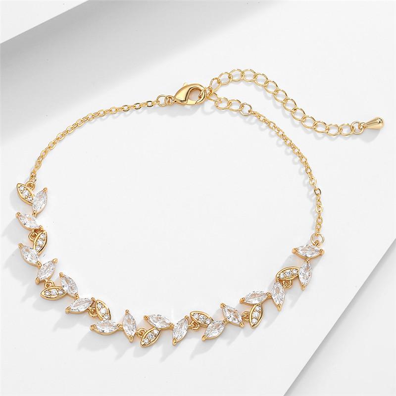 RAKOL Hochwertiges AAA Zirkon Frische Blätter Koreanische Mode Armband für Frauen