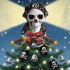 Pirate Skull Tree Topper Halloween Spooky Skeleton Treetop Ornament Resin Human Skull Decoration for Halloween Christmas Party Decor