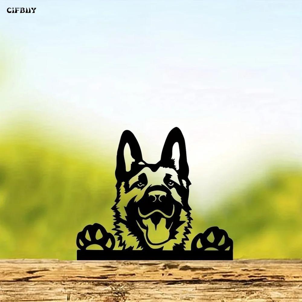 Wrought Iron Garden Dog Statue Anti Rust Coating Outdoor Decor