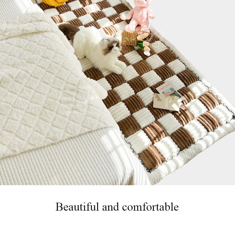 Short Plush Thickened Sofa Cushion Modern Minimalist Plaid Soft High-quality Carpet Home Living Room Decoration Anti Slip Multi-color Bay Window Mats