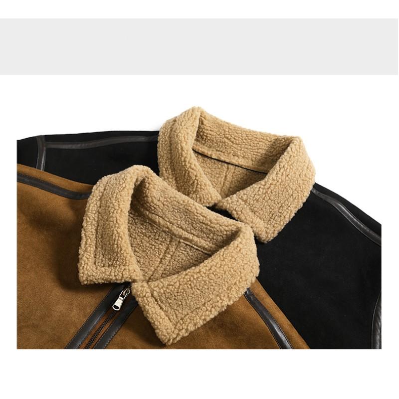 Άνδρες και γυναίκες με το ίδιο ιαπωνικό vintage πέτο με κοκκώδες κασμίρ χειμερινό βαμβακερό σουέτ μπουφάν