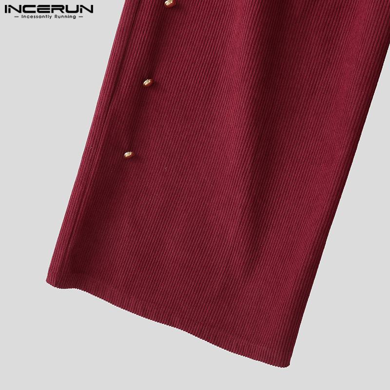 INCERUN Men Zip-up High Waist Casual Loose Long Texture Pants Trousers