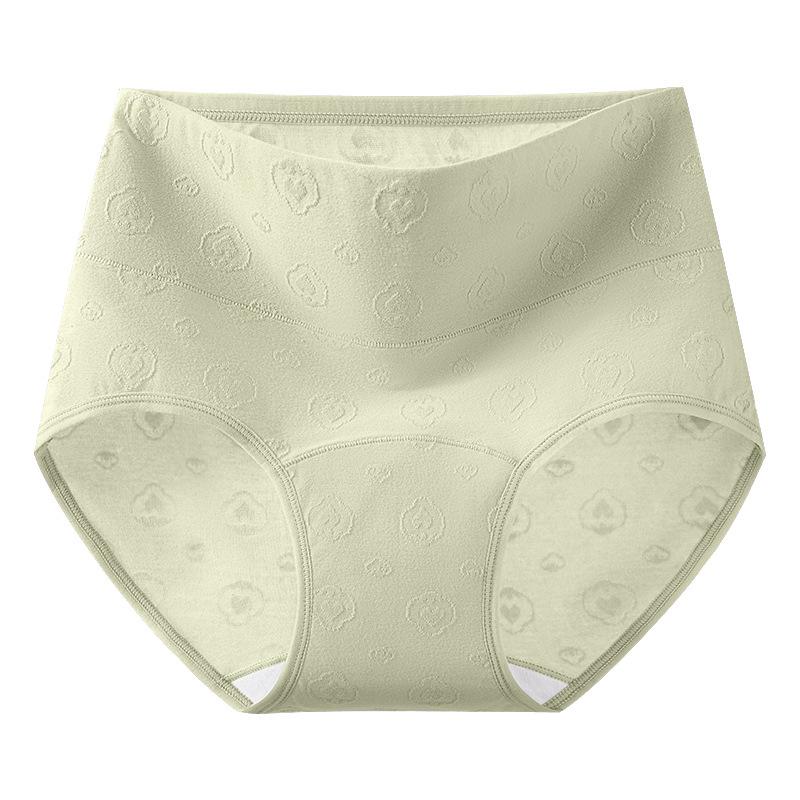 Plus-size Women's Spring and Summer Cotton Antibacterial Extended Crotch High Waist Briefs