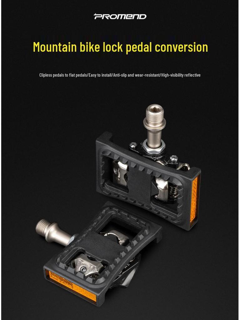 Mountain Bike Pedal Cleats Converter: Clipless To Flat with Straps & Reflectors