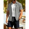 Simple Men Shirt Sets Vintage Stripe Lapel Short Sleeve Casual Shirt Beach Shorts Summer Streetwear Hawaiian Fashion Loose Suits