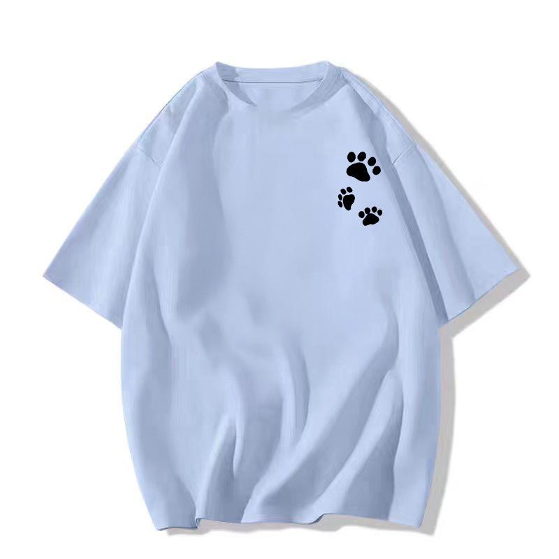 Women's 2025 Summer White Cotton Short-Sleeve T-Shirt with American Straight Shoulder Design