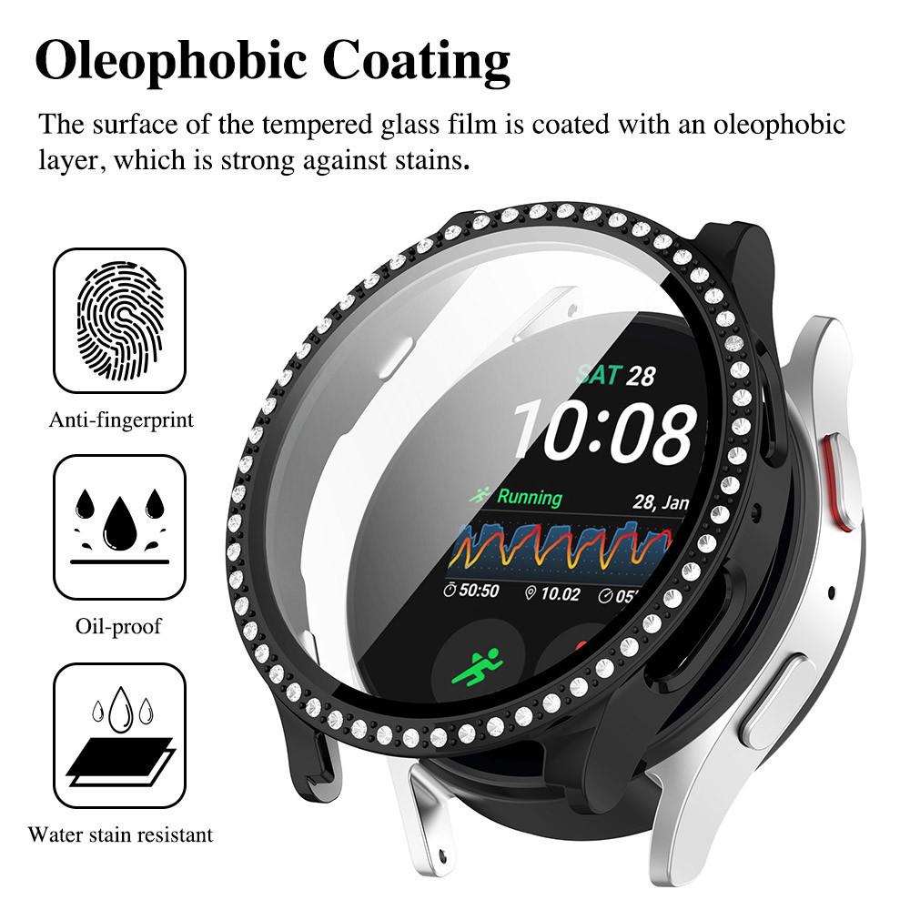 Stainless Steel Strap + Case for Samsung Galaxy Watch 7 40mm 44mm Metal Loop Strap Bling Case Tempered Glass Screen Protector