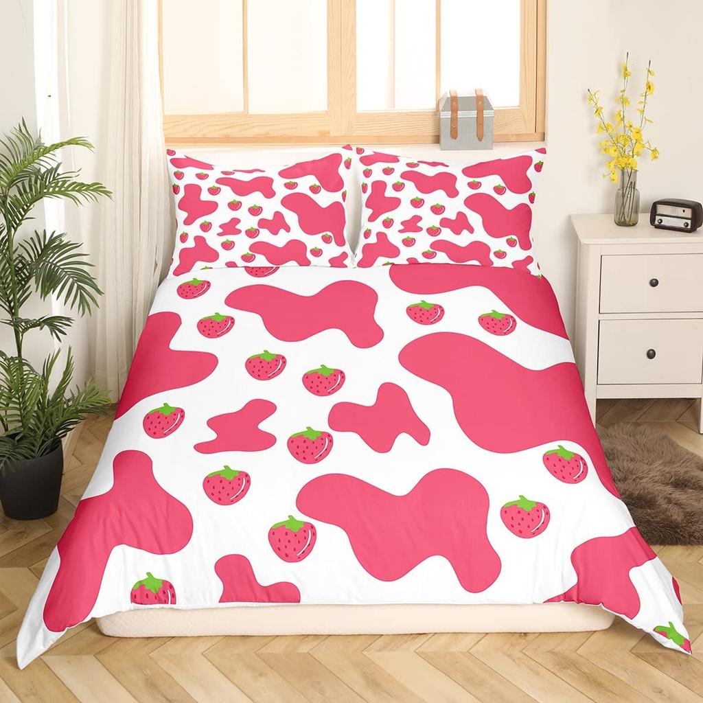 Milk Cow Duvet Covers for Teens Kids Queen Size Lightweight Quilt Covers Bedroom Decor Milk Cow Print Bedspread Covers No Quilt