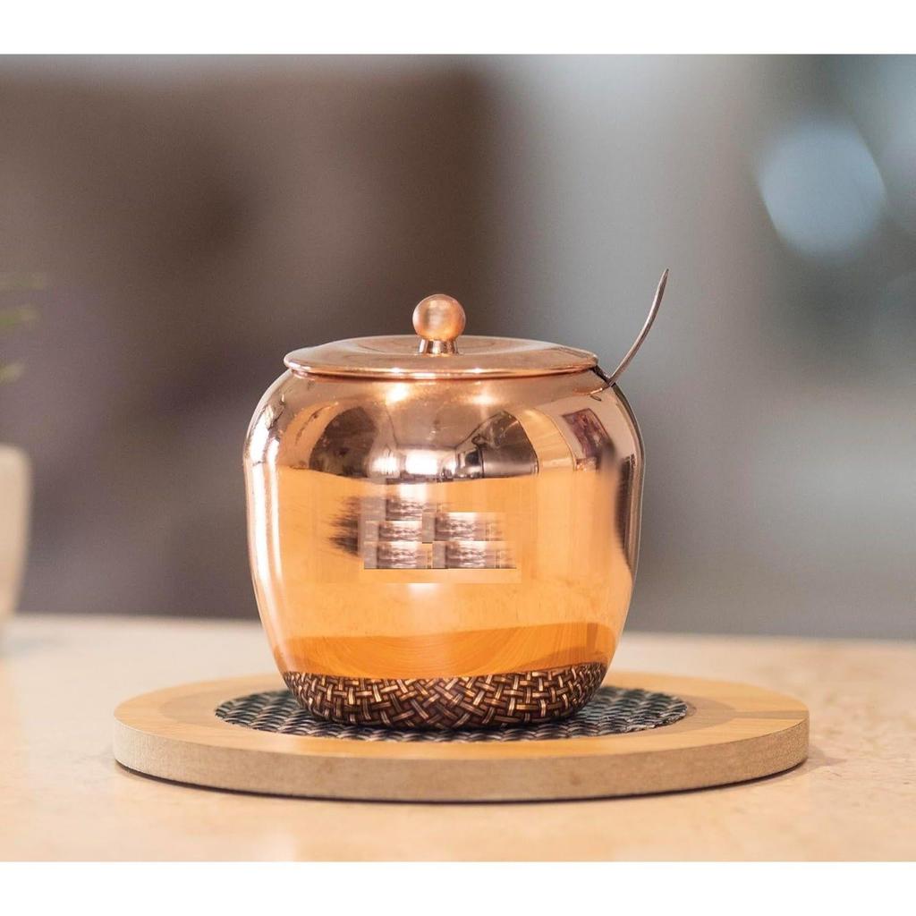 Stainless Steel Oil/ghee Jar/ghee pot/Ghee Container/oil Pot with Spoon Copper Coated 250ml