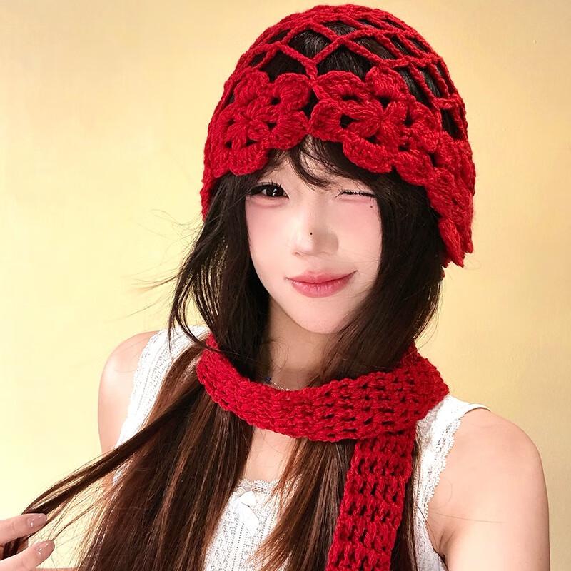 

Women s Bohemian Crochet Flower Summer Knit Hat
