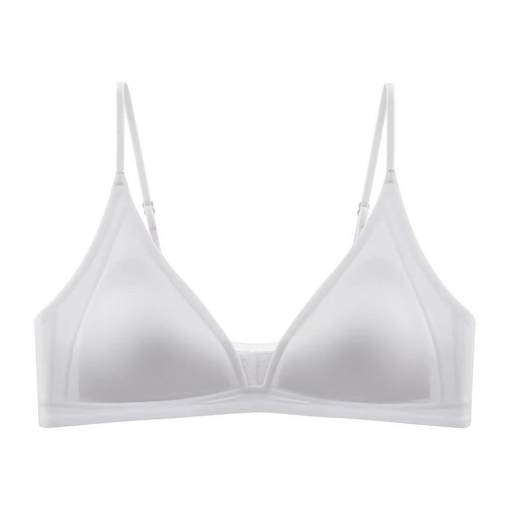 Thin Shoulder Strap Thin Summer French Satin Seamless Deep V Triangle Cup Comfortable Invisible Bra Cover