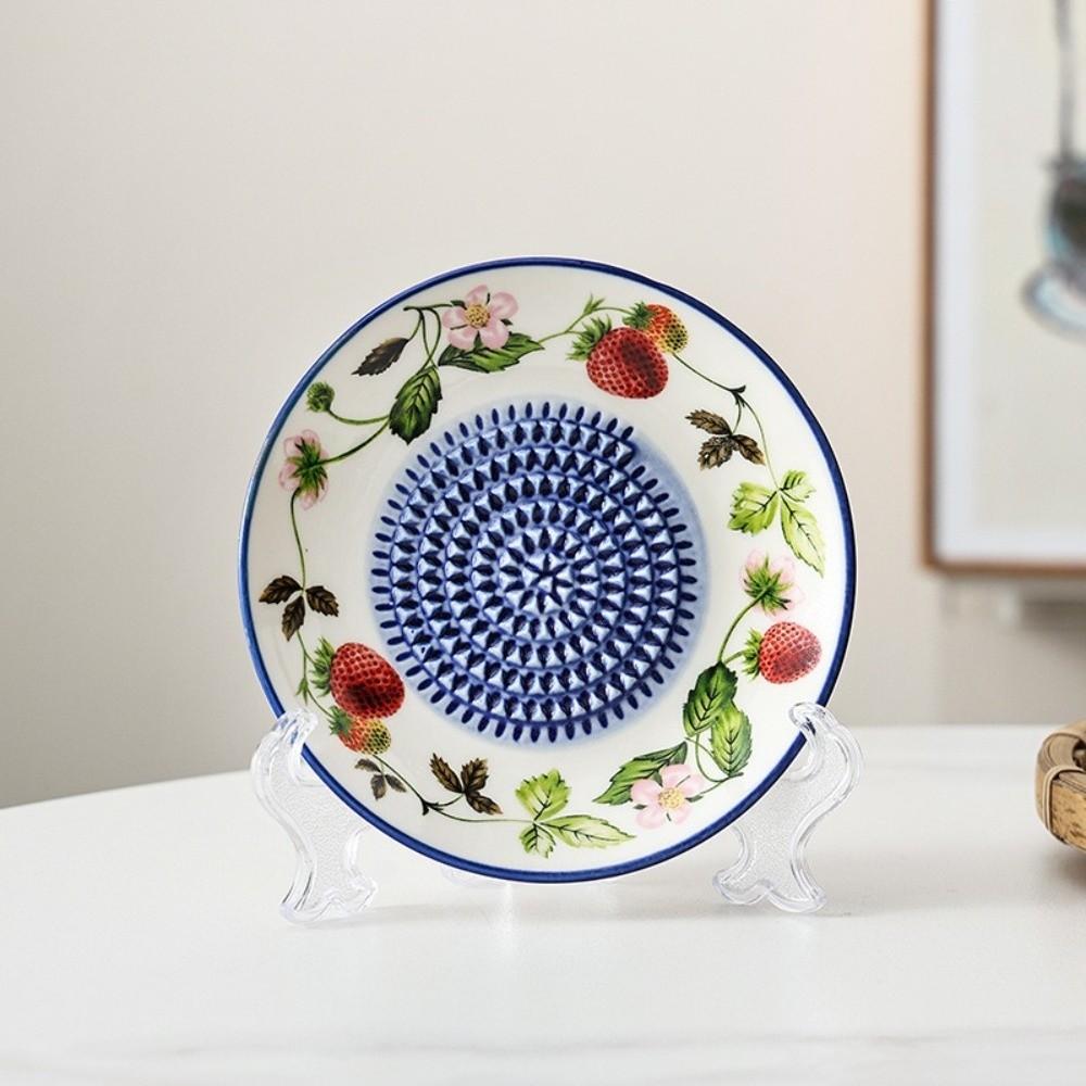Round Plate Manual Garlic Masher Non-Slip Vegetable Grating Plate Ceramic Ginger Grater Kitchen